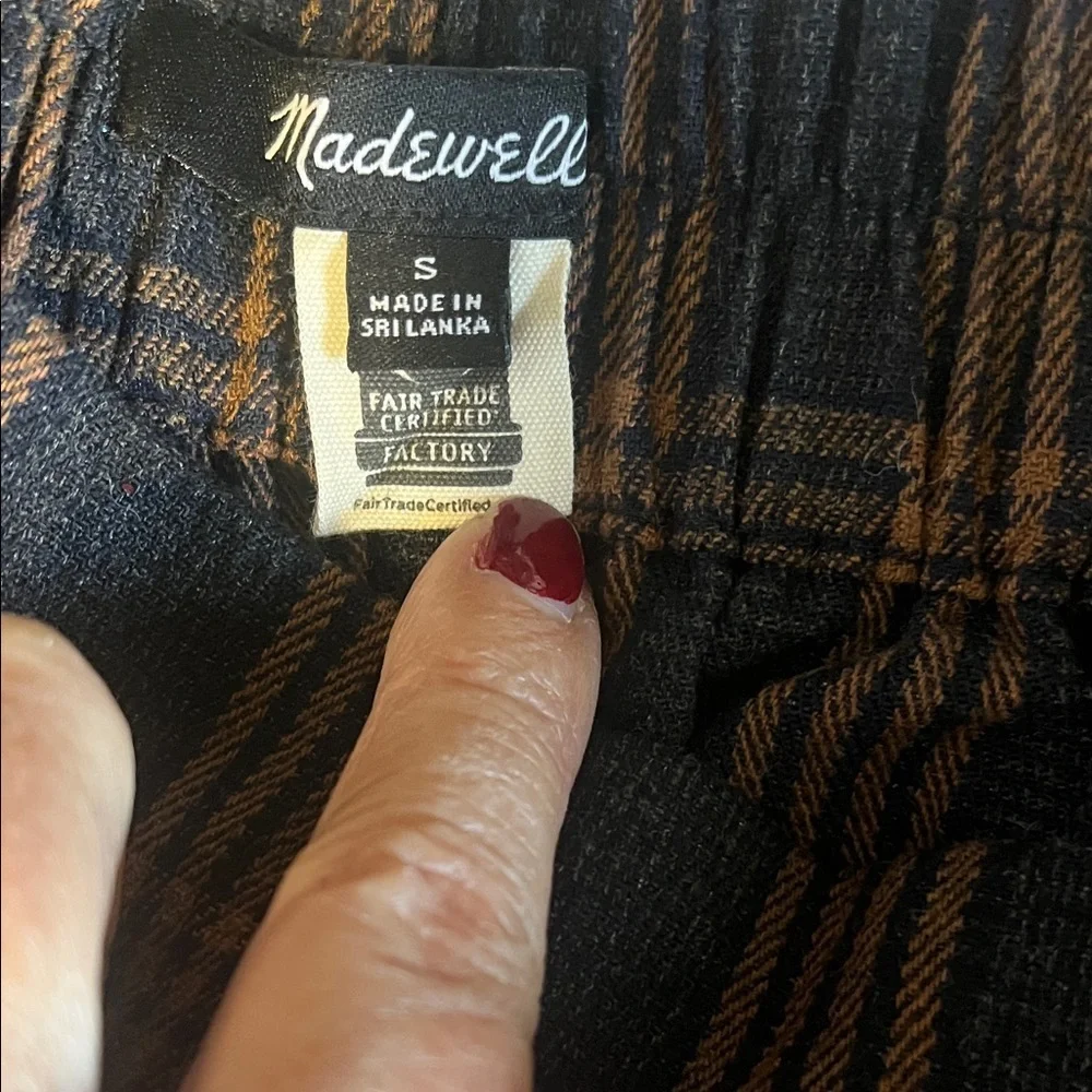 Madewell Plaid Mini Skirt in Brown and Black Double Breasted Sz S